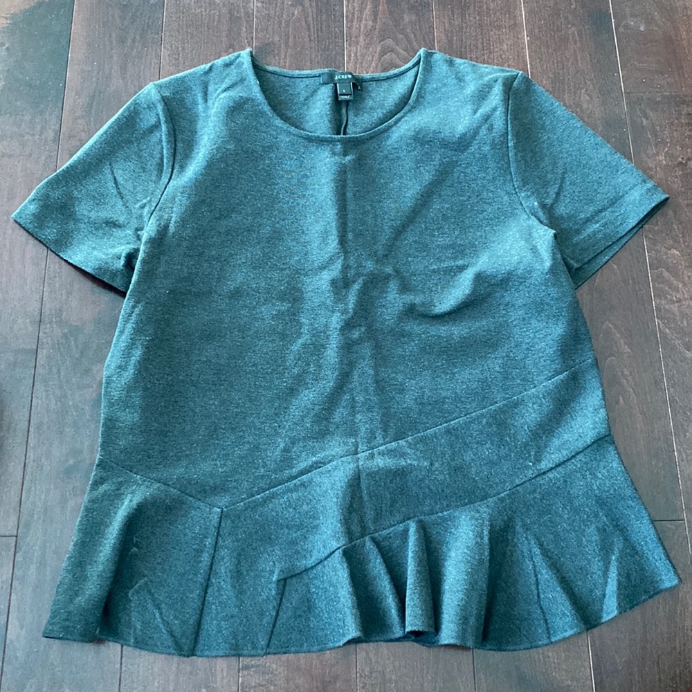 Jcrew charcoal gray peplum top